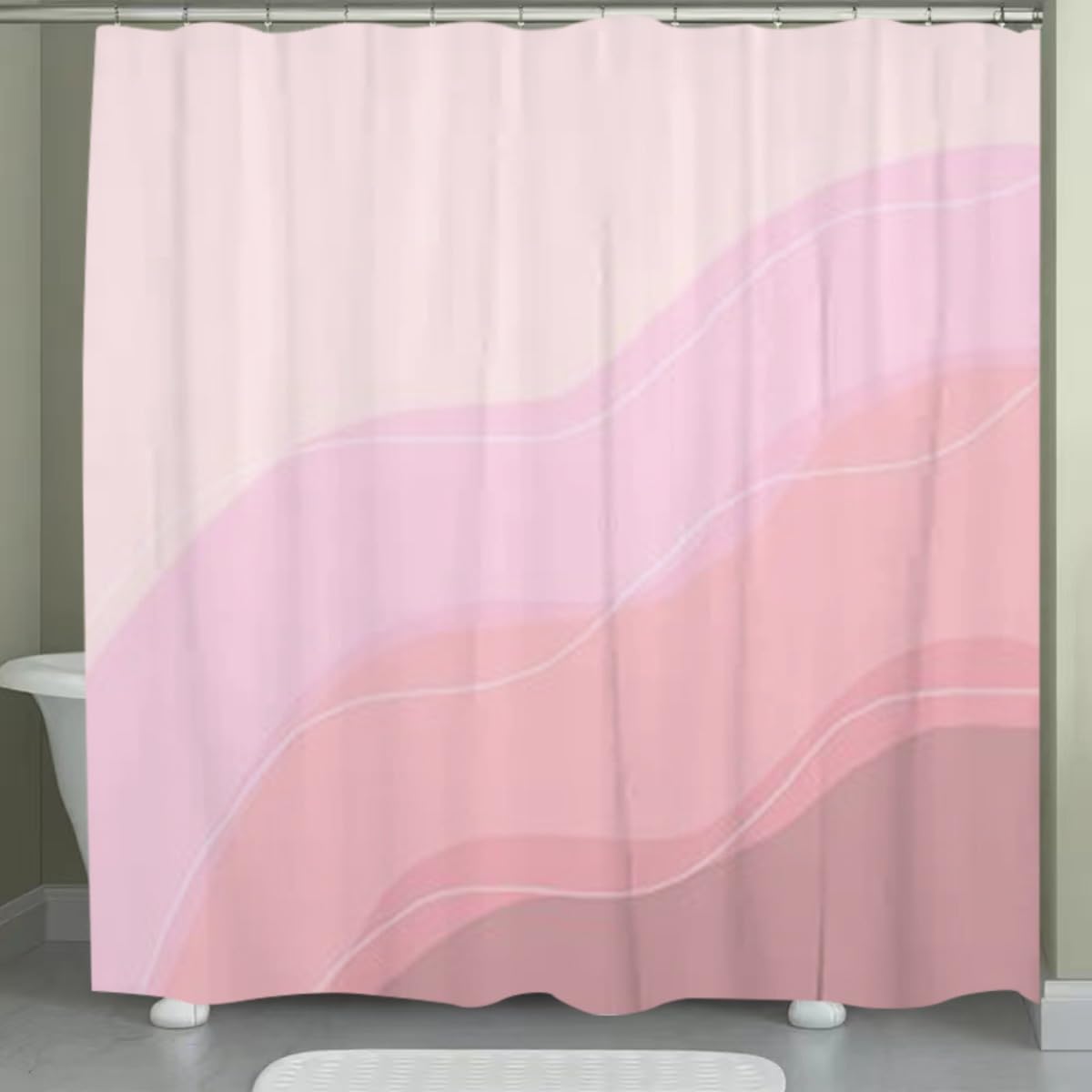 GLKSDLPO Abstract Pink Wave Pattern Shower Curtain - Machine Washable Bathroom Decor for Modern Bathroom Curtains(120x183cm/47x72in(WxH))