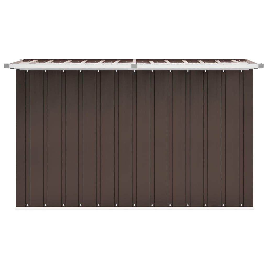 Gartenbox 149 x 99 x 93 cm Terrassenmöbel Schrank für Pool Terrasse Zubehör Behälter für Garten Terrasse Bench Möbel Balkon Schrank Außen Braun Stahl, Kunststoff