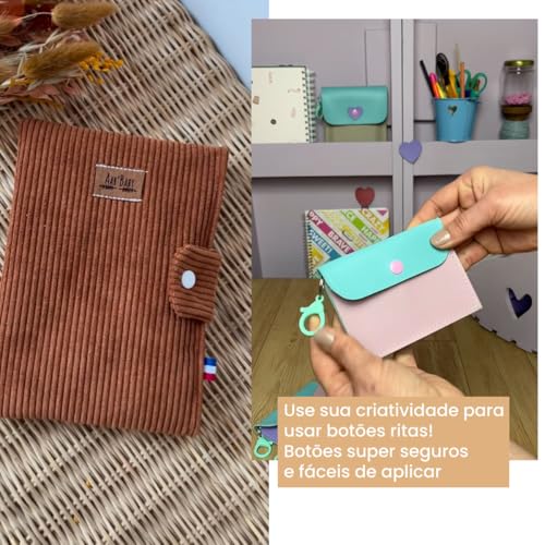 Kit 200 Botões Plasticos Ritas Coloridos 10mm 12mm e Coração Alicate Rosa Pregar Botão Platico Rita