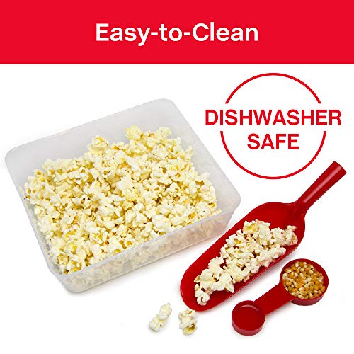 Image of West Bend Popcorn Popper Machine Theater Style on Wheeled Cart with Non-Stick 2.5 Oz Stainless Steel Popcorn Kettle, Storage Shelf, and Popcorn Scoop, 10-Cup, Red