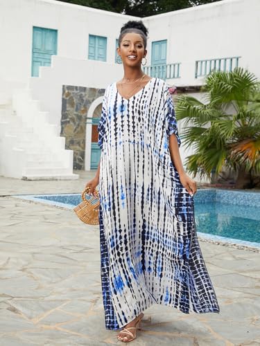 Image of Kaftan Dresses for Women Plus Size Bathing Suit Cover up Caftan Maxi Beach Dresses