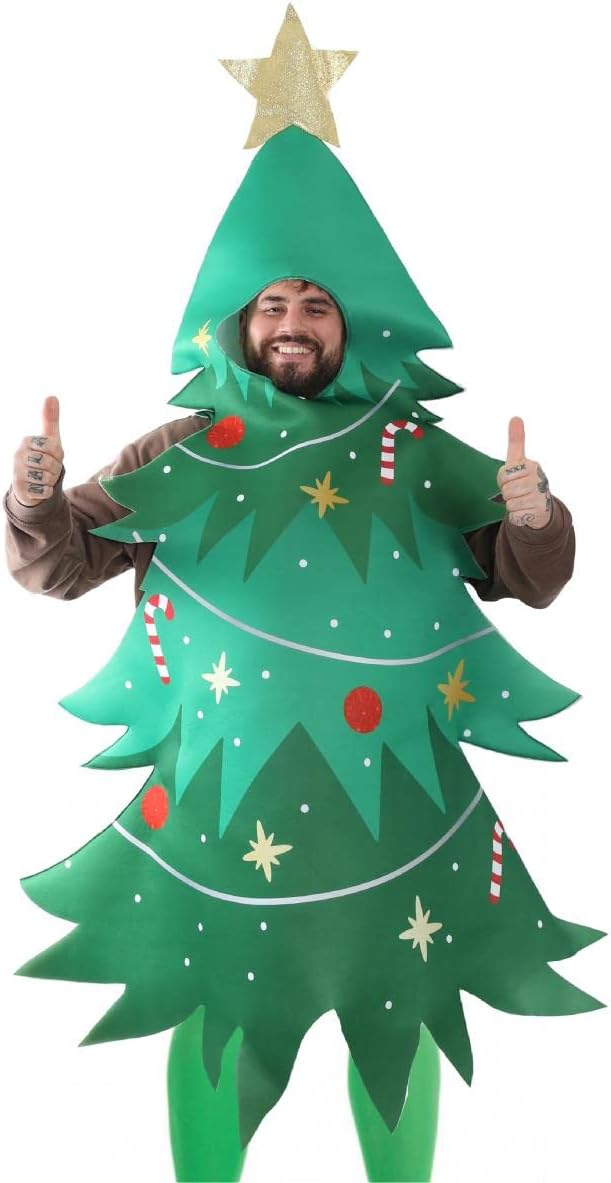Fancy Dress Christmas Tree Costume - Unisex Adults Funny Festive Costume - One Size