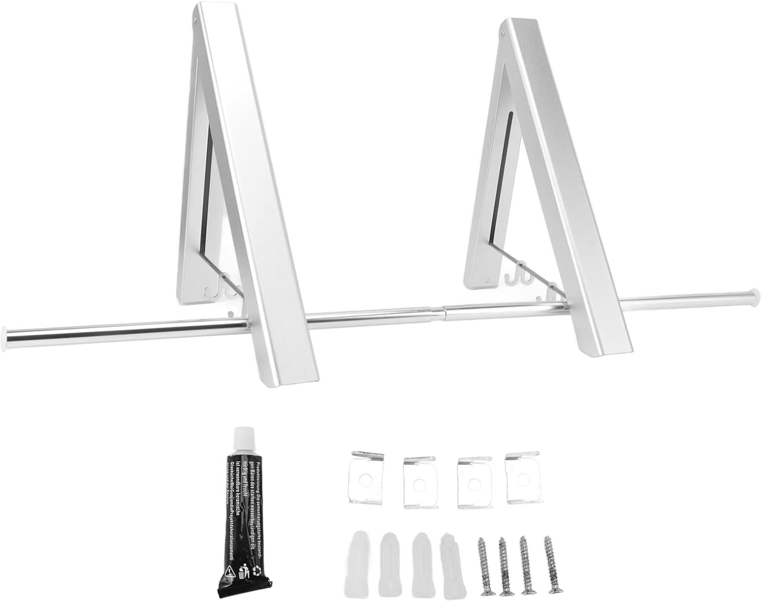 Wall Mounted Retractable Clothes Hanger, Aluminum Folding Drying Rod, Space Saving Invisible Hanging Rack with Telescopic Extension for Balcony Bathroom Bedroom (Silver)