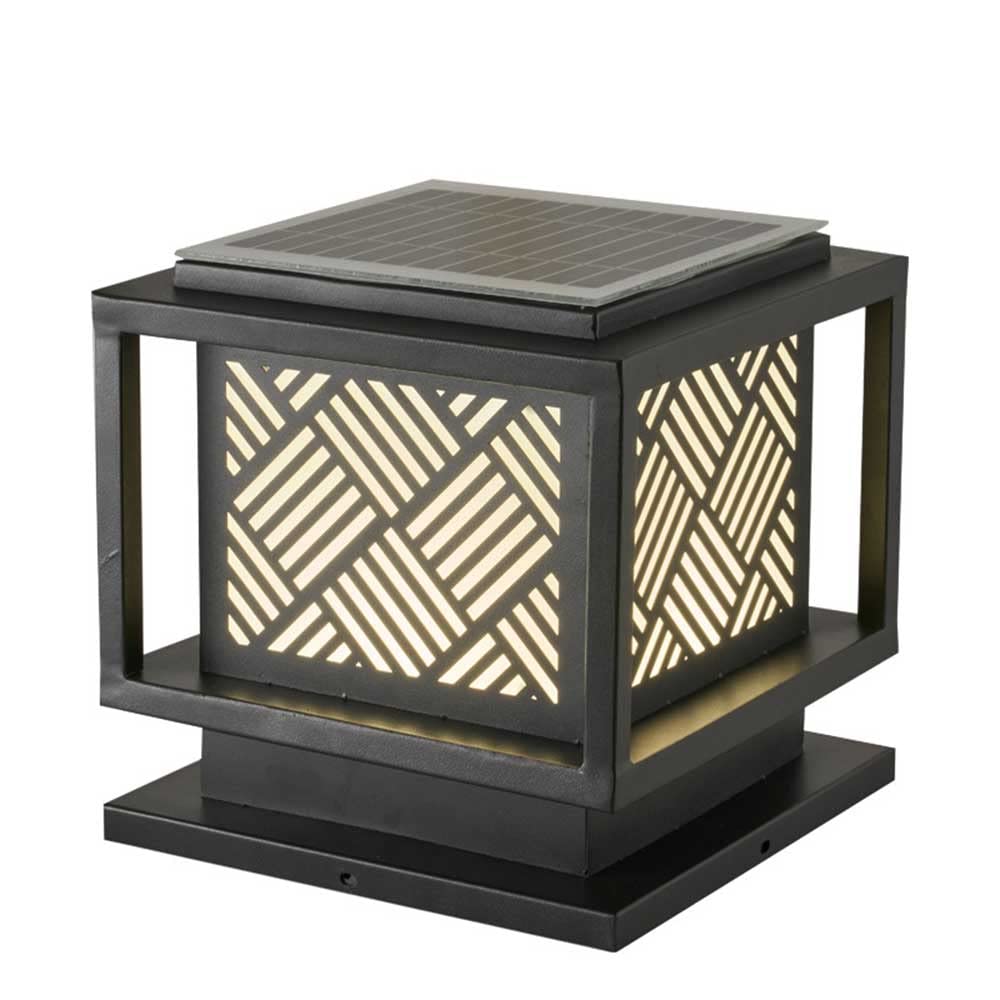 Aluminum Solar LED Pillar Light Courtyard Lamp Fixtures Acrylic Garden Pillar Head Light IP54 Waterproof Lamp Retro Style