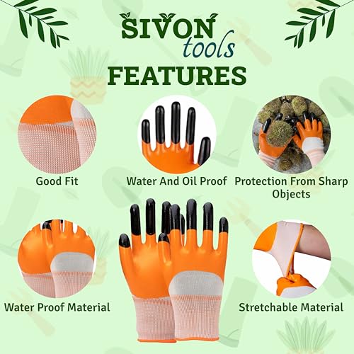 Image of SIVON Gardening Gloves for Digging & Planting | Cut Resistant Gloves for Nursery Plants | Reusable Garden Farming Gloves | Gloves for Digging, Planting & Pruning