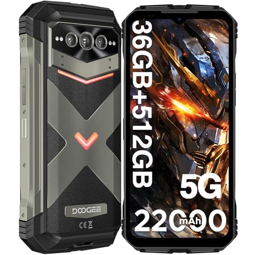DOOGEE V MAX Plus 5G Rugged Smartphone,22000mAh 36GB+512GB Android 14 Rugged Phone,200MP+32MP+20MP Night Vision Rugged Cell Phone,6.58" FHD+120Hz IPS Screen,IP68/IP69K Waterproof Phone,NFC/O