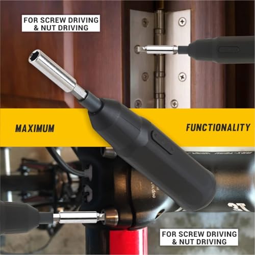 Image of TOMAHAWK T-SD-36pc 36-Piece Multipurpose Mini Handheld Screwdriver Set for Home-3.6V, Compact Reversible LED Indicator Electric Screwdriver for RC, Laptop, Phone, Computer Electronics(Color May Vary)