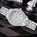 Kchss Silver Watch for Women Interior Full Diamond Bling Rhinestone Iced Out Quartz Crystal Stainless Steel Ladies Wrist Watch