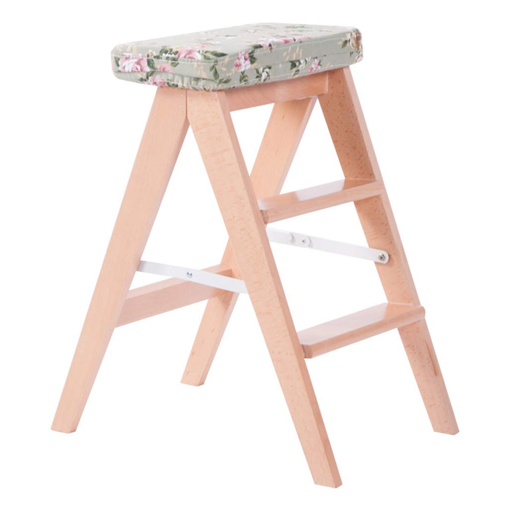 Escabeau pliant 3 marches en bois et tabouret de bar élargi supportant 200 kg