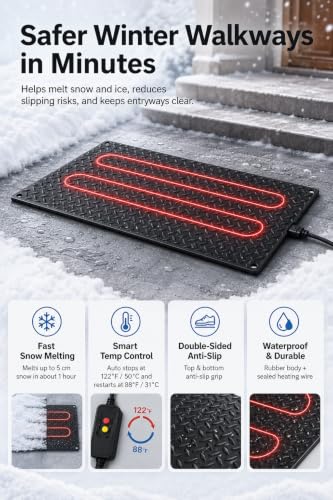 Alfombrillas para derretir nieve impermeables con calefacción exterior pack de 5 unidades 4