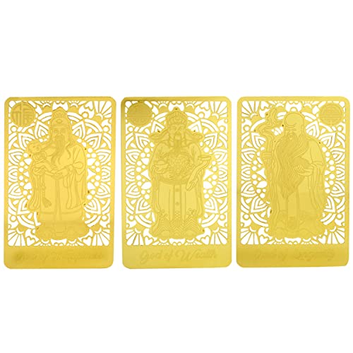 Fuk LUK Sau Three Star Gods Gold Card to Attract Health, Wealth and Happiness 3PCS Amulet Card