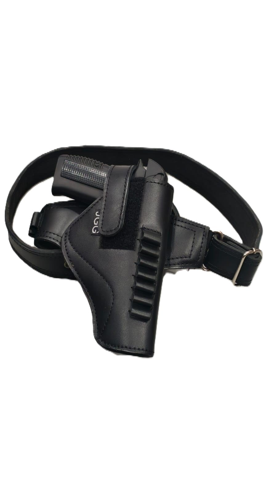 nylon gun cover case, protective storage holster, open pistol belt holster (black)