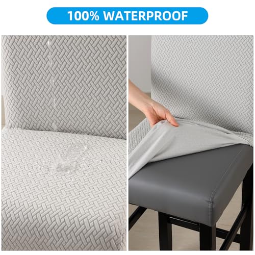 Image of YISUN Waterproof Bar Stool Covers, Stretch Pub Stool Chair Cover Removable Washable Counter Stool Covers Bar Stool Slipcovers for Kitchen, Pub, Dining Room (4 Pack, T-Light Grey)