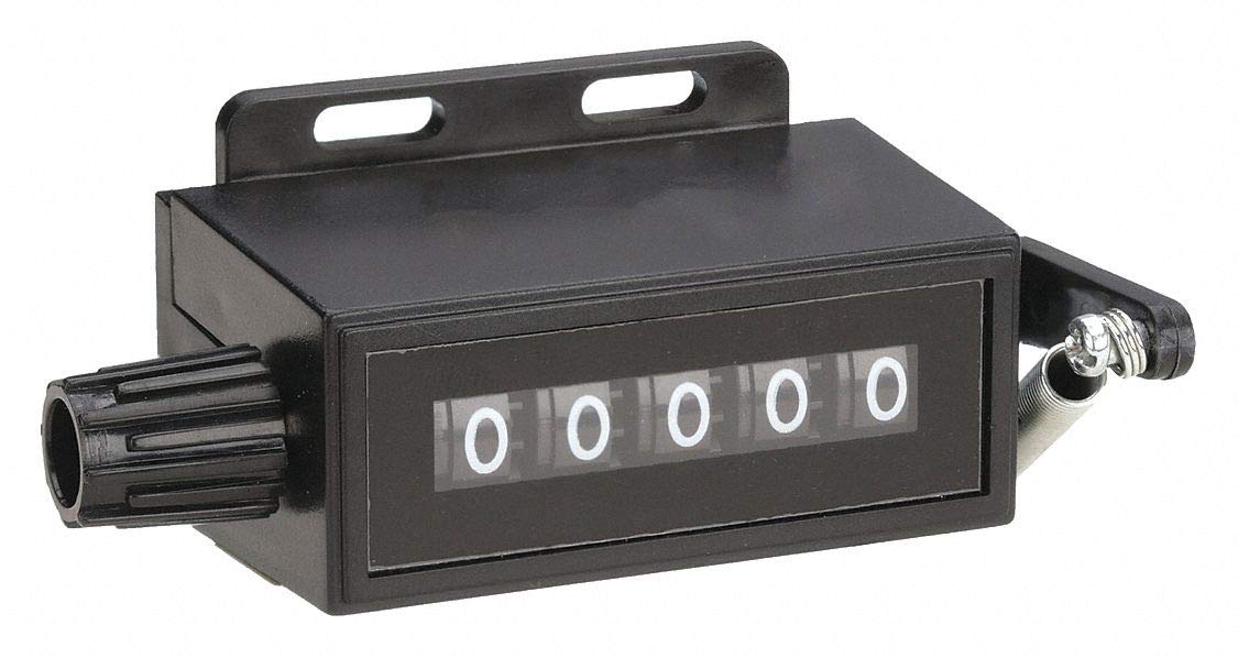 Dayton Mechanical Counter, Black, Number of Digits: 5, Base Mounting