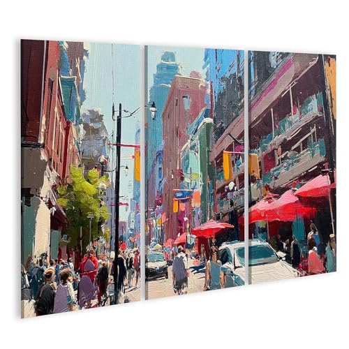 Tableau sur toile de la ville vivante décoration murale salon art urbain