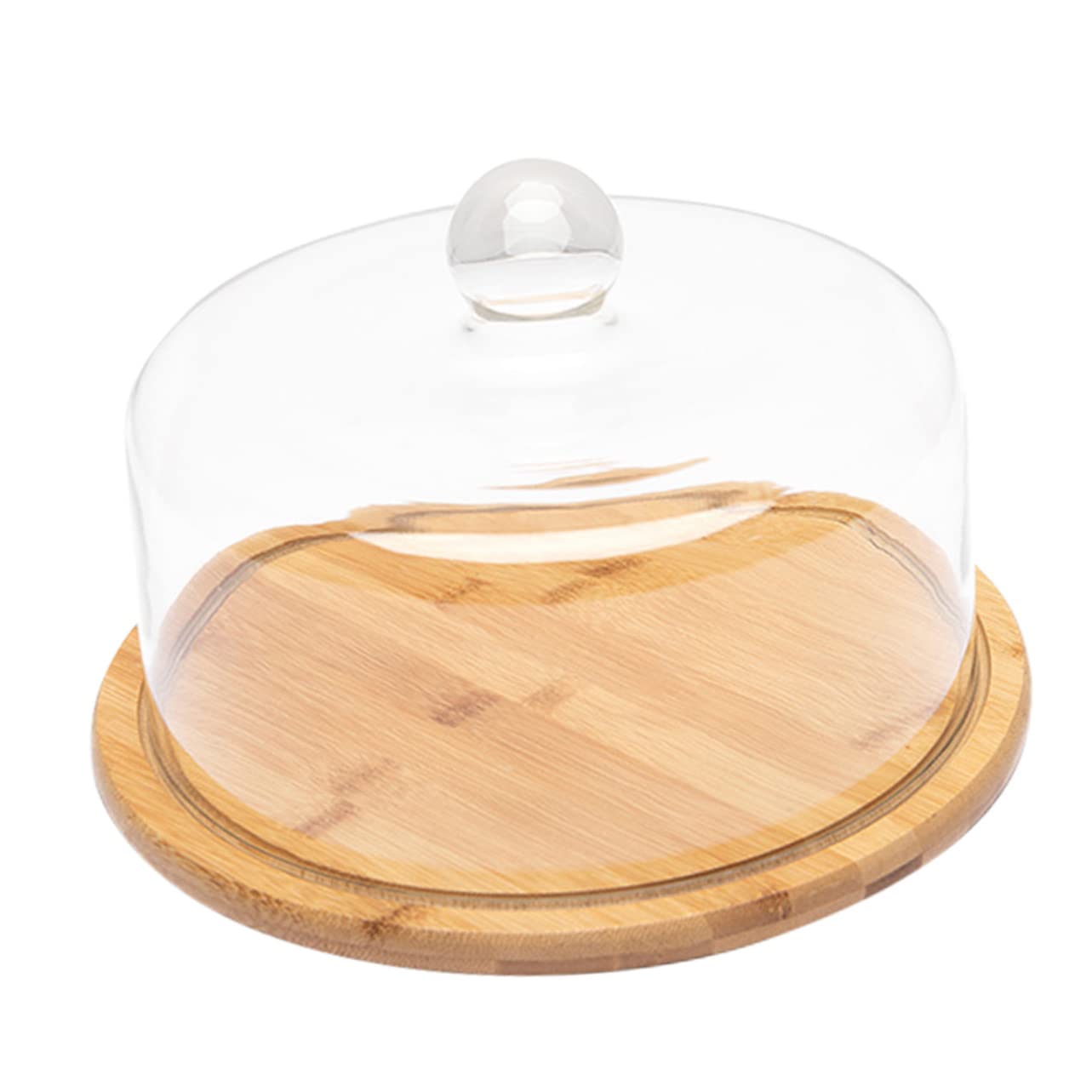 Cabilock Bread Cake Dessert Plate Glass Covered Snack Tray Bamboo Pastry Display Safe Clean for Friends