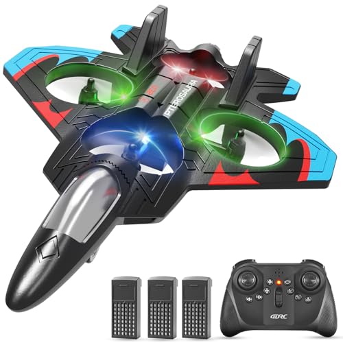 Image of Foam Remote Control Airplanes with 3 Batteries, RC Planes for Kids Adults 8-16, RC Airplane Fighter Jet with Light, 360 Flip Fighter Jet Toys, Stunt Roll, Airplane Toy Gifts for Kids Boys