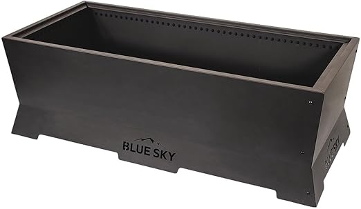 Blue Sky Outdoor Living Rectangle Peak Smokeless Patio Fire Pit, Dual Lift-Out Ash Catches, Black