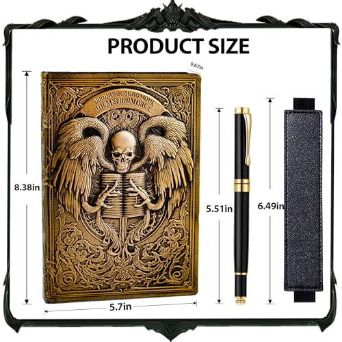 Cuaderno de calavera grabado en relieve A5 con bolígrafo elegante 2