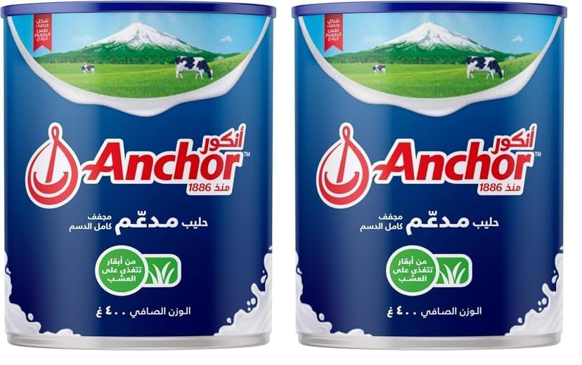 Anchor Fortified Full Cream Milk Powder From Grass Fed Cows, 400 g (Tin) (Pack of 2)