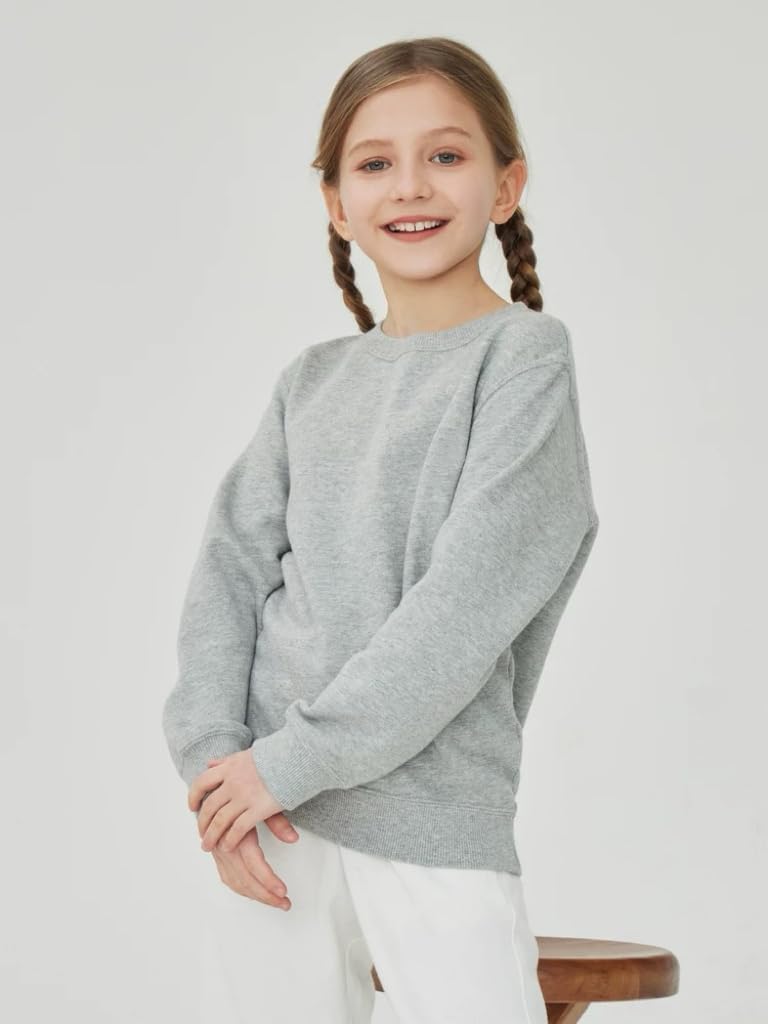 2-Pack Unisex Kids Crewneck Sweatshirt Long Sleeve Cotton Pullover Tops For Boys and Girls(Thin) - Image 6