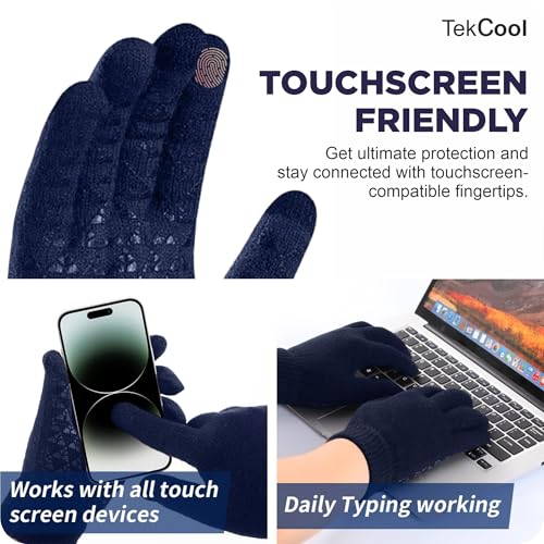 Image of TEKCOOL Winter Gloves for Men & Women with Touchscreen Finger Bike Winter Hand Gloves for Men Woolen Winter Gloves for Women Thermal Hand Gloves for Winter Warm Gloves Unisex