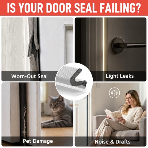 Image of Litaibai 60 ft Kerf Weather Stripping Door Seal for Exterior Doors, White | Push-In Kerf Seal for Grooved Frames, Not Self-Adhesive, Fits 1 /4-1 /2 in Door Gaps, Helps Reduce Drafts and Energy Loss