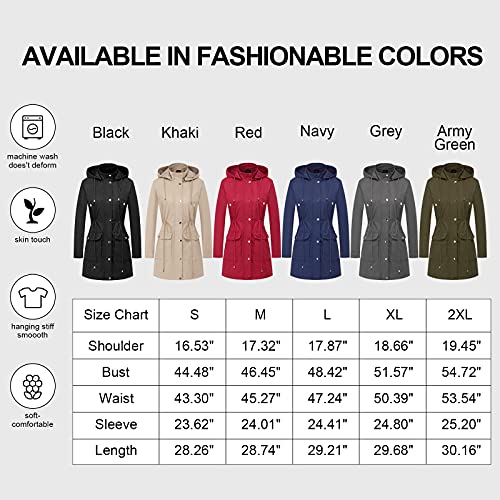 Creatmo Us Women Solid Jacket Adults Long Sleeve Trench Coat Windbreaker Lightweight Packable Rain Coats Red M #TOP6