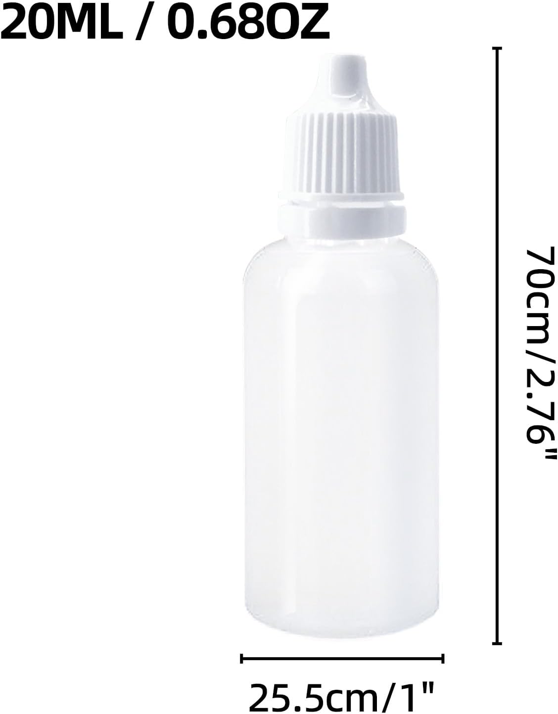 7Pcs 20ml Plastic Dropper Bottles, 0.68oz Small Squeeze Leakproof Dropper Bottle with Childproof Cap and Plug, Refillable Portable Empty Liquid Container, White