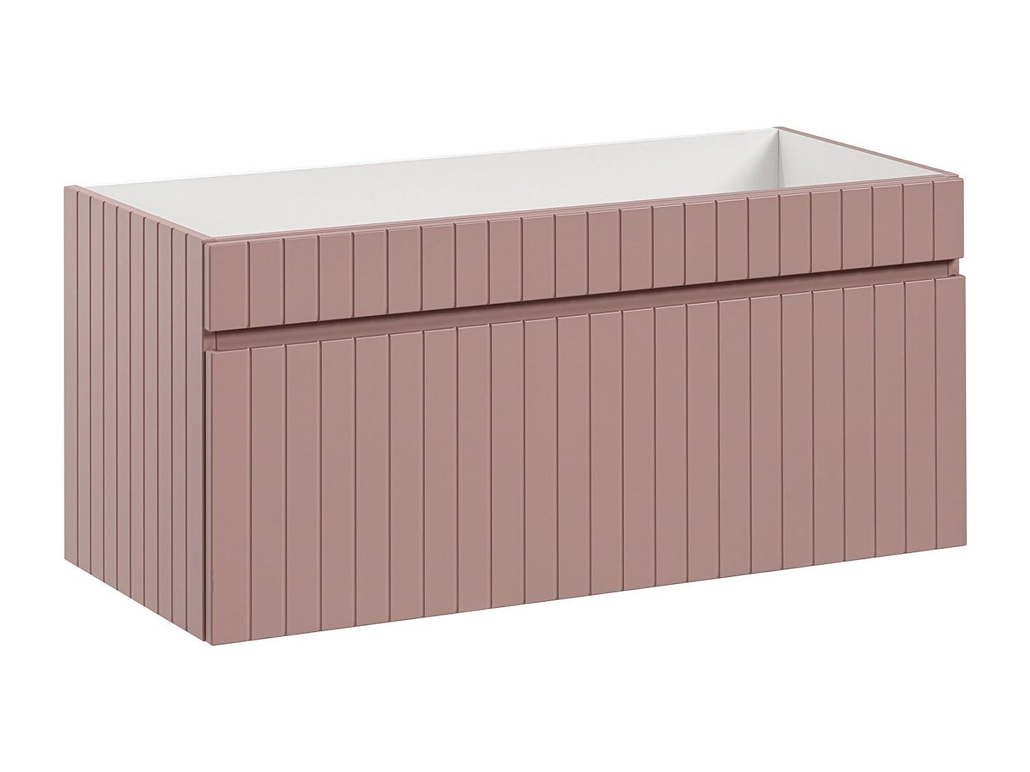 Vente-unique - Mueble suspendido de Lavabo Rayado Rosa - 100 cm - SATARA