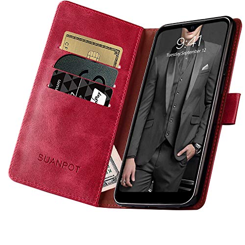 Suanpot For Samsung Galaxy A32 5G With Rfid Blocking Leather Wallet Case Credit Card Holder, Flip Folio Book Phone Case Shockproof Cover For Women Men For Samsung A32 5G Case Wallet (Red) #TOP3