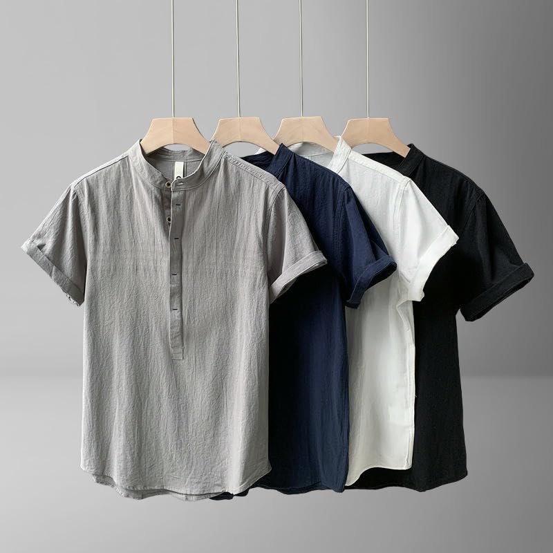 Chemise été lin et coton homme style chinois unie