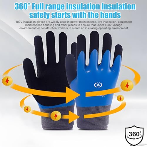 Image of Electric Gloves Shock Proof, Welding Gloves, Safety Gloves for Men, 1000V Resistance Non-Slip Safe, Lectrical Insulated Full Palm Rubberization Design, Electrical Multi Purpose Electrician