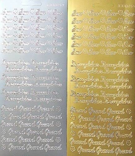 TRTO 1Pcs Peel Off Sticker Sheet Son Daughter Grandson Granddaughter Card Making Craft