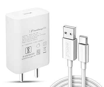 Original Vivoo 44W Flash Charger Adapter for iQOO Z9 | Wall Charger with USB to Type-C Cable | 44W Flash Charge USB-A Power Adapter (White)