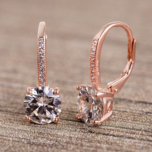Lesa Michele Rhodium Plated 925 Sterling Silver Cubic Zirconia Drop Leverback Bridal Earrings for Women Imitation Birthstone3