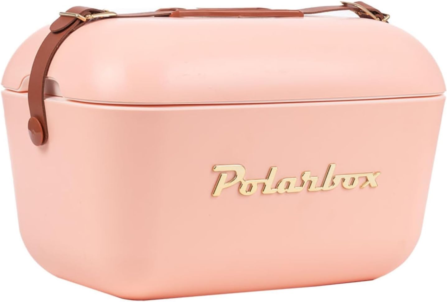 Polarbox Retro Beach Cooler Vintage Picnic Lunch Box Bag - Portable 90s Style Ice Chest for Camping, Hiking, Travel - Extra Large 20L Lightweight for Cans, Beers & Seltzer Drinks (Coral Gold)