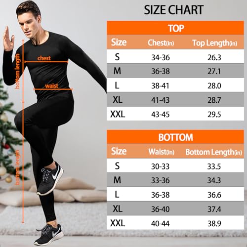 Towintec Ropa Interior Térmica Hombre Ropa Interior de esquí Frio Conjunto Termico Invierno Pantalones Interior con Forro Polar Termicos Camiseta Térmica para Ciclismo Running Esquí Negro - imagen 6