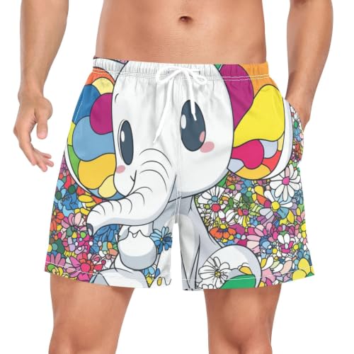 Pantalones cortos de natación para hombre ligeros con dibujos de elefantes 4