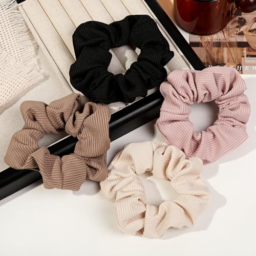 Image of 8 Hair Scrunchies for Women - Hair Ties No Damage Both for Thick Hair or Thin Hair Curl Hair No Crease Scrunchies Ponytail Holder No Hurt Your Hair