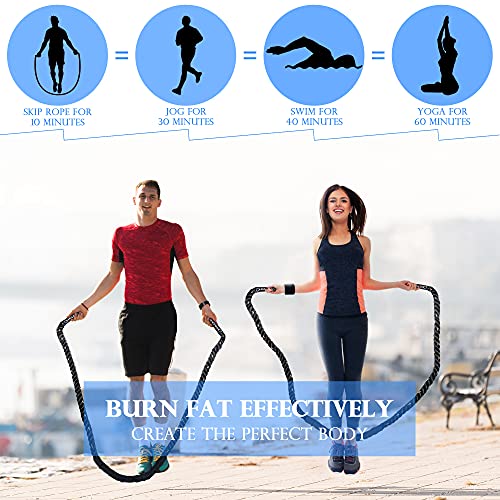 Dreetino 2Lb Weighted Jump Rope Adult For Fitness Men And Women Heavy Jump Ropes Whole Body Muscle Exercise To Improve Strength Endurance Training Sports Jumping Rope Outdoor Concrete Use Weight Loss Skipping Rope #TOP1