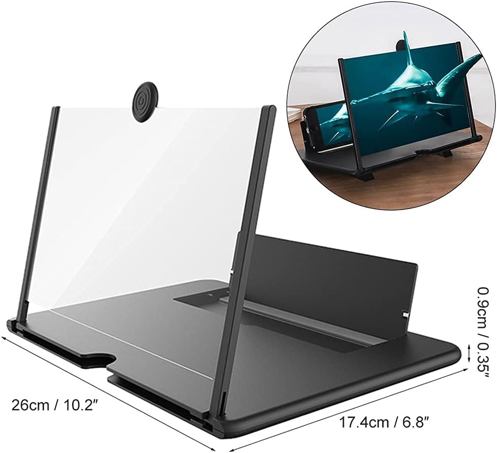 12 Inch Screen Amplifier for Mobile Phone, Portable Video & Game Magnifier, Foldable Design Travel Camping, Eye Protection HD Magnification