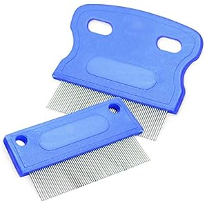 Meric Pet Grooming Combs Blue Tear Stain Remover Combs Ergonomic Handles and Rounded Edges Perfect for Long and Short Haired Dogs and Cats Suitable for Other Furry Pets Too 2 Pack