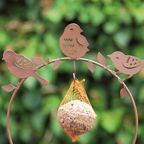 Meisenknödelhalter Dio als Gartenstecker mit Vogelmotiv aus Metall