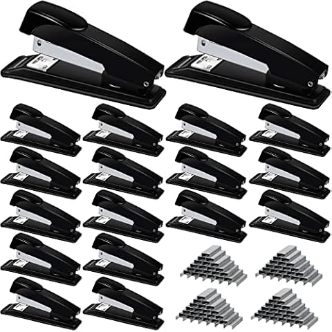 Yahenda 18 Pieces Staplers for Desk Black Stapler Bulk with Staples 20 Sheet Capacity Staplers Compact Desktop Heavy Duty Stapler for Desk Office School Cover