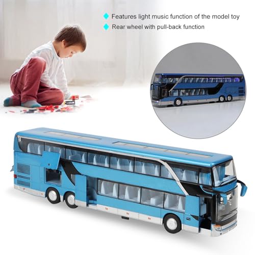 Gonetre Doppeldeckerbus-Modell aus Legierung Spielzeug Mit Unterhaltungsmusik, Spielzeugbus, Spielzeugauto Elektrisches Spielzeug im Maßstab 1:32 Für Kinder, (Blau)