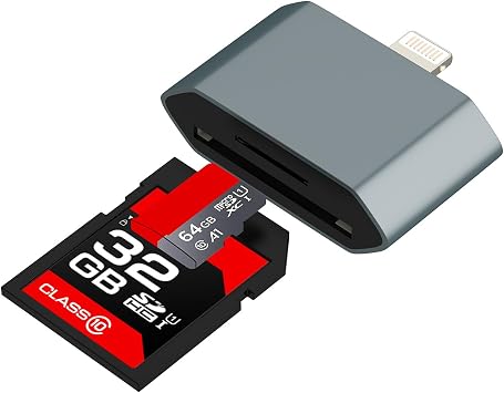 Lightning to SD Card Reader2 in 1for iPhone 14 13 12 11 Pro Max 7 8 Adapter Digital Camera Micro SD TF Memory Slot Photo Data Transfer for Apple MFI Certified Portable for iPad Converter Accessories