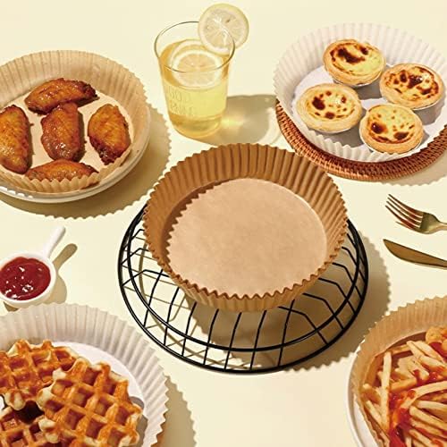 Air Fryer Disposable Paper Liner, 50PCS Non-Stick Air Fryer Parchment Paper Liners Oil-proof, Round Food Grade Parchment Baking Paper for Baking Roasting Microwave