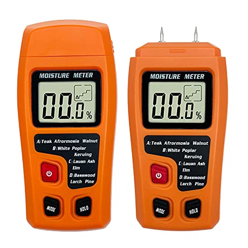 Digital Wood Moisture Meter Wood Humidity Tester Hygrometer Timber Damp Detector Large LCD Display (Orange)