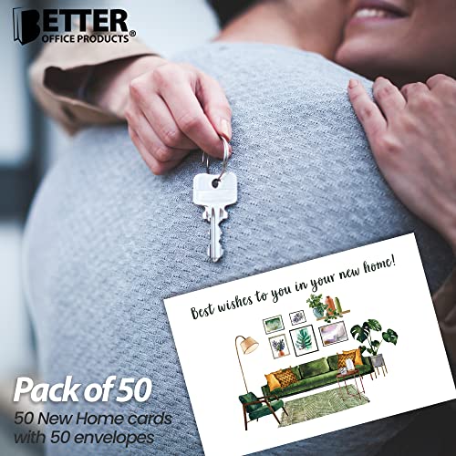 Better Office Products 50 Pack New Home Cards With Envelopes, Housewarming Cards, Congratulations On Your New Home, Cards For Realtors, 4 X 6 Inch, 5 Cover Designs, Blank Inside #TOP1